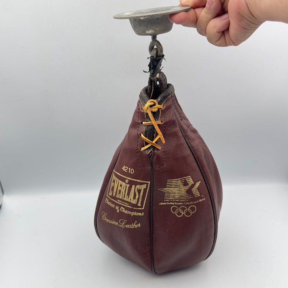 Everlast 4210 Vintage Leather Speed Bag 1984 Los Angeles Olympics Swivel Mount